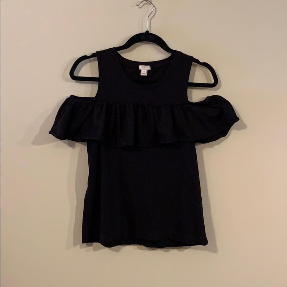 JCrew Cold Shoulder SS Black Tank
